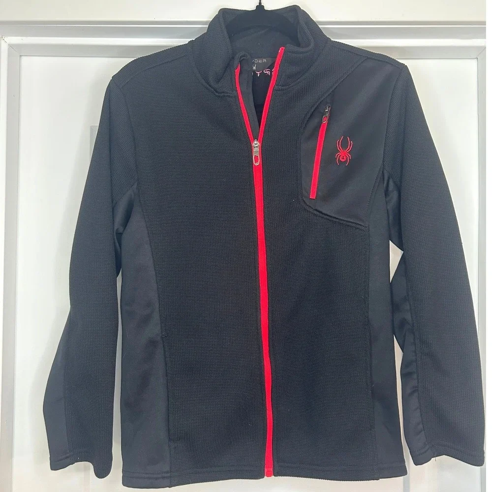 Spyder Boys Full Zip Technical Fleece Jacket Black Large 14/16 Gorpcore Outdoor
